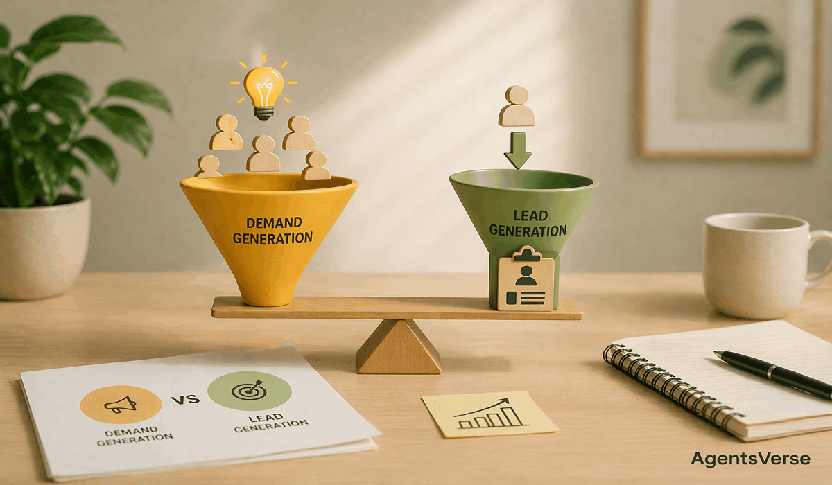 Demand Generation vs Lead Generation illustration